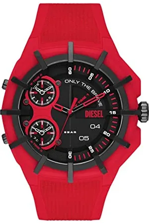 Diesel Montre pour homme Framed, mouvement à trois aiguilles, boîtier en nylon multi de 51 mm avec bracelet en silicone, DZ1989