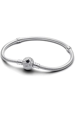 PANDORA Moments 593584C01-18 Bracelet à maille serpent avec fermoir étoile polaire en argent sterling et oxyde de zirconium Compatible Moments Charms, Taille : 18 cm, 18 cm, Argent sterling, Oxyde de
