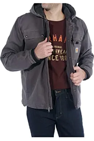 Carhartt Veste de Travail en Toile Lourde Délavée avec Doublure Sherpa Coupe Décontractée Homme, , XXL