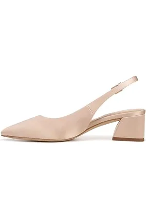 Franco Sarto Womens Racer Slingback Low Block Heel Pointed Toe Pump, Champagne, 6.5
