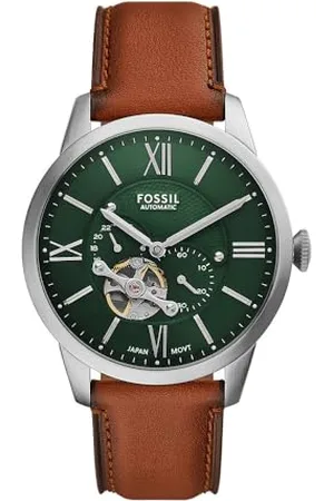 Fossil Townsman Watch for Men, Automatic Movement with Stainless Steel Or Leather strapVert foncé