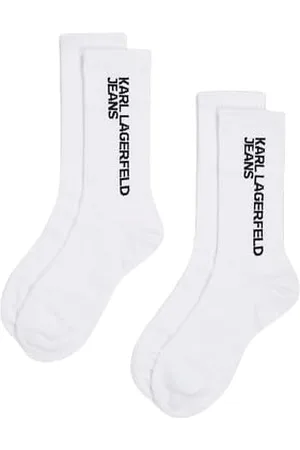 Karl Lagerfeld Essential Lot de 2 Paires de Chaussettes avec Logo Essentiel, Blanc, 38-42 Hommes