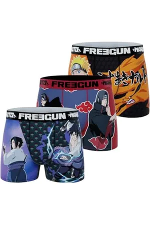 Freegun Boxer Homme Naruto Shippuden, Caleçon Homme Ultra-Doux et Confortable (Lot de 3) Taille XL Violet/Rouge/Noir/Orange/Bleu
