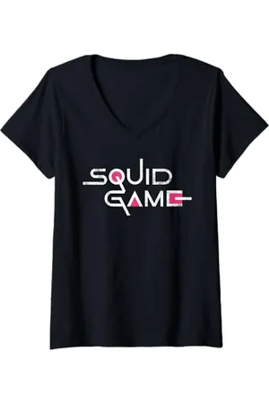 Squid Game Femme Logo T-Shirt avec Col en V