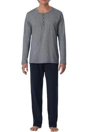 Schiesser Pyjama Long avec Patte de Boutonnage-Ensemble de vêtements de Nuit Pijama, Opaque, , 6X-Large Homme