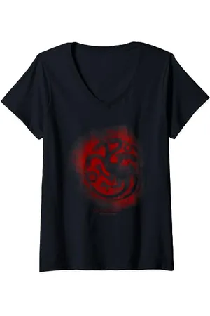 Game of Thrones Targaryen Sprayed Outline Sigil T-Shirt avec Col en V