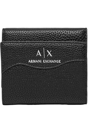 Armani Exchange Wave, Portefeuille à Deux Volets aux Femmes, Black
