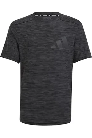 adidas Garçon AEROREADY Heather Tee, Grey Six/Black, 11-12 Years