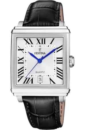 Festina Montre pour Homme F20681/1 on The Square Boîtier en Acier Inoxydable Gris Bracelet en Cuir Noir