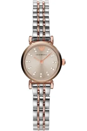 Emporio Armani Montre pour femme, mouvement à deux aiguilles, boîtier en acier inoxydable or rose de 22 mm avec bracelet en acier inoxydable, AR1841