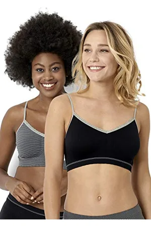 Billetdoux Lot de 2 Brassières, Femme, Une Parfaite élasticité et Un Confort Absolu, Le Galon de Dentelle apporte Une Touche de féminité, Noir ( Cqh), 34-36