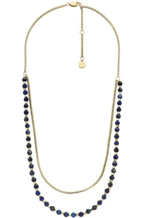 Fossil Collier de perles All Stacked Up en lapis-lazuli bleu pour femme, JA7247710