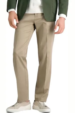 HAGGAR Pantalon décontracté de qualité supérieure pour homme, coupe droite, devant plat, sans repassage, , 36W x 29L