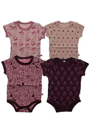 Pippi 4er Pack Baby Body mit Aufdruck, Kurzarm, Violett, 92 Bébé garçon