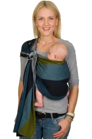 Hoppediz Ring-Sling, Porte-bébé pour les Nouveau-nés et Bébés, Écharpe de portage avec deux anneaux en aluminium, 0-36 mois, 3-20 kg