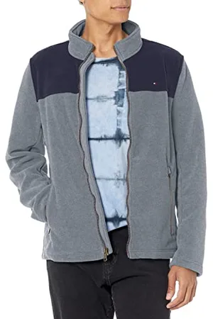 Tommy Hilfiger Veste Polaire Classique zippée sur Le Devant, Bleu Marine/Gris Anthracite, XXL Homme