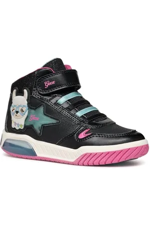 Geox J INEK Girl C Basket, Black/Aqua, 31 EU