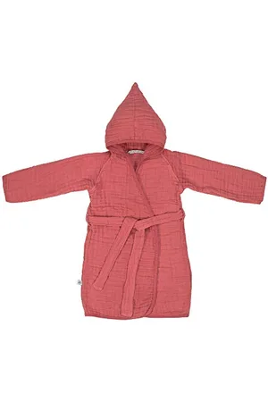 LÄSSIG 1312013611-18 Muslin Bathrobe rosewood, 12-18 months, rosa, 240 g