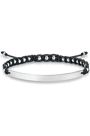 Thomas Sabo Femmes-Bracelet Love Bridge Argent Sterling 925 Nylon noir Longeur de 14.5 à 21 cm Pont 5 cm LBA0051-173-11-L21v