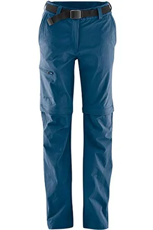 Maier Sports Nata, Pantalon de randonnée pour femme, Pantalon outdoor déperlant pour le trekking et la randonnée, Fonction T-zip-off pratique, Sans PFC, MSTRETCH pro 4 et Dryprotec, Bleu, 44 (W35/L32)