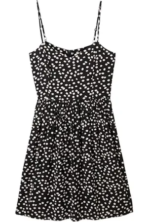 TOM TAILOR 1042013 Mini Robe Basique avec Motif intégral, 35491-Imprimé Minimal de Fleurs Noires, M Femmes