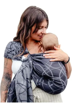 Hoppediz Ring-Sling, Porte-bébé pour les Nouveau-nés et Bébés, Écharpe de portage avec deux anneaux en aluminium, 0-36 mois, 3-20 kg