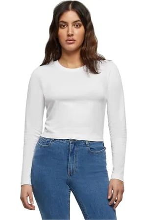 Build Your Brand By261-ladies Short Longsleeve T-Shirt, Blanc, L Femmes