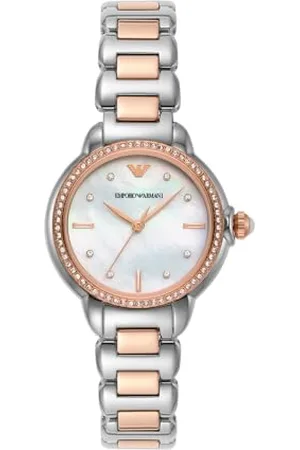 Emporio Armani Montre pour femme, mouvement quartz/3 aiguilles, boîtier de 32 mm avec bracelet en acier inoxydable AR11569