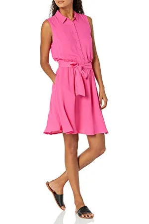 Amazon Robe-Chemise Tissée À Coupe Décontractée sans Manches Femme, , M