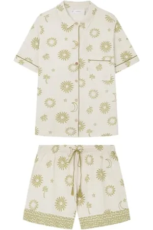 Women secret Pyjama à Manches Courtes Weekly Sunshine Ensemble de Pijama, IMPRIMÉ Vert, M Femme