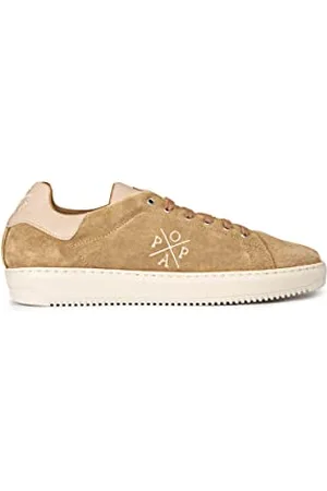 POPA Baskets pour Homme - Sneakers Alcaraz - Taille 42 - Fabriquées en Espagne - - en Cuir Fendu - Fermeture à Lacets - Semelle de 3 cm