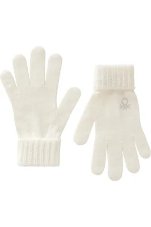 Benetton GUANTI in Maglia 107TCG003 Gants et Mitaines, Bianco, M Fille