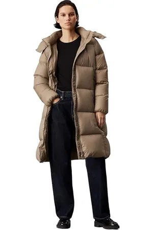 Calvin Klein Manteau Femme Down Long Puffer Déperlant, Beige (Brindle), XL