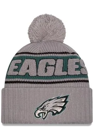 New Era Philadelphia Eagles NFL 2024 Sideline Sport Knit Gris Bonnet à Pompon