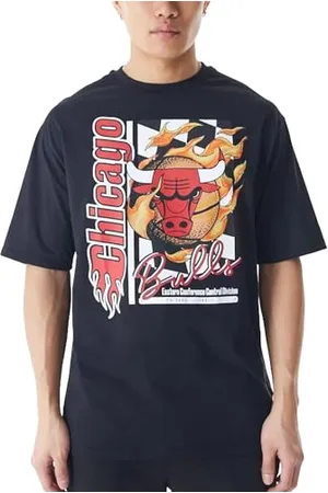 New Era T-Shirt surdimensionné Unisexe NBA Flame Print Chicago Bulls Rouge