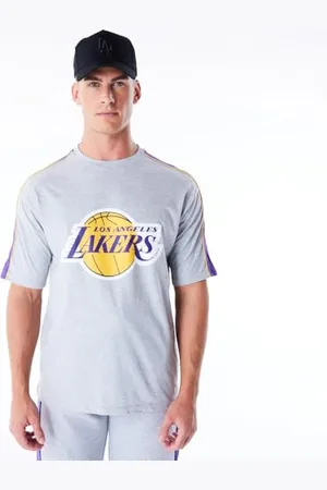 New Era T-Shirt surdimensionné Unisexe NBA Panel Los Angeles Lakers Gris chiné véritable Violet