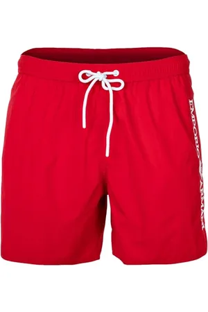 Emporio Armani Embroidery Logo Swim Boxer Beachwear, Red, 56 Men
