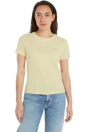 Tommy Hilfiger Damen T-Shirt Kurzarm TJW Soft Rundhalsausschnitt, Gelb (Lemon Zest), XXL