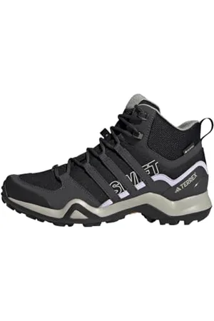 adidas Femme Terrex Swift R2 Mid Gore-TEX Hiking Shoes Chaussures de randonnée, Core Black/Solid Grey/Purple Tint, 40 EU