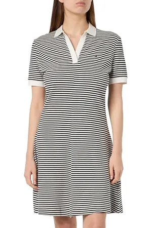 Tommy Hilfiger Robe Polo Femme Rayée, Multicolore (Breton Ecru/Desert Sky), XL