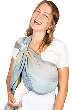 Hoppediz Ring-Sling, Porte-bébé pour les Nouveau-nés et Bébés, Écharpe de portage avec deux anneaux en aluminium, 0-36 mois, 3-20 kg