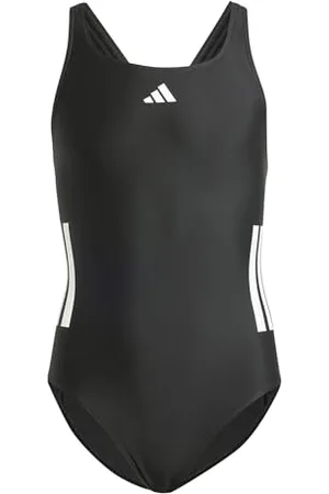 adidas Fille 3-Stripes C-Back Swimsuit Kids, Black/White, 3-4 Years