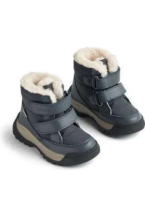 WHEAT Garçon Kinder Unisex Winterschuh Millas Tex Wasserdicht-atmungsaktiv Gefüttert und Warm Leder Chaussure de Neige, Bleu Marine (1432), 27 EU