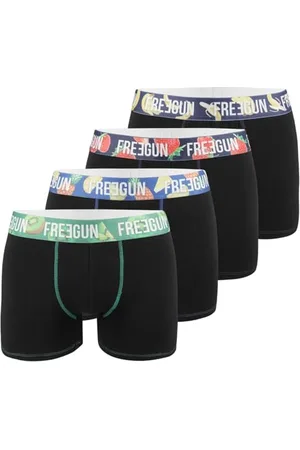 Freegun Caleçon Homme Coton, Boxer Homme, Anti-Irritation, Respirant (Lot de 4), , Jaune, Vert, Rouge Taille M