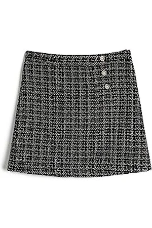 Koton Tweed Mini Skirt Button Detail Elastic Waistband Jupe, , 5-6 Ans Filles