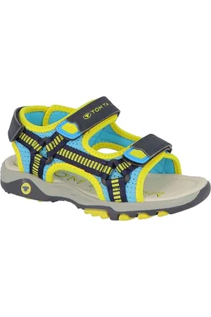 TOM TAILOR 5374201 Sandale, Bleu Marine/Jaune/Bleu, 34 EU