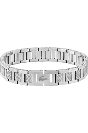 Lacoste Bracelet à Maillons pour Homme Collection METROPOLE en Acier Inoxydable Embelli avec Motif Petit Piqué - 2040117