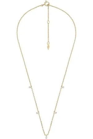 Fossil Collier Pour Femmes Sadie, Longueur : 355mm+50mm, Largeur : 3mm, Hauteur : 5mm Collier En Laiton Plaqué Or 14K, JA7131710