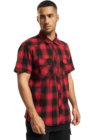 Brandit Check Shirt Short Sleeve, color: red/black, size: M
