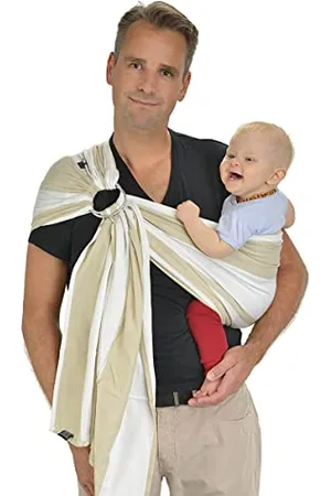 Hoppediz Ring-Sling, Porte-bébé pour les Nouveau-nés et Bébés, Écharpe de portage avec deux anneaux en aluminium, 0-36 mois, 3-20 kg